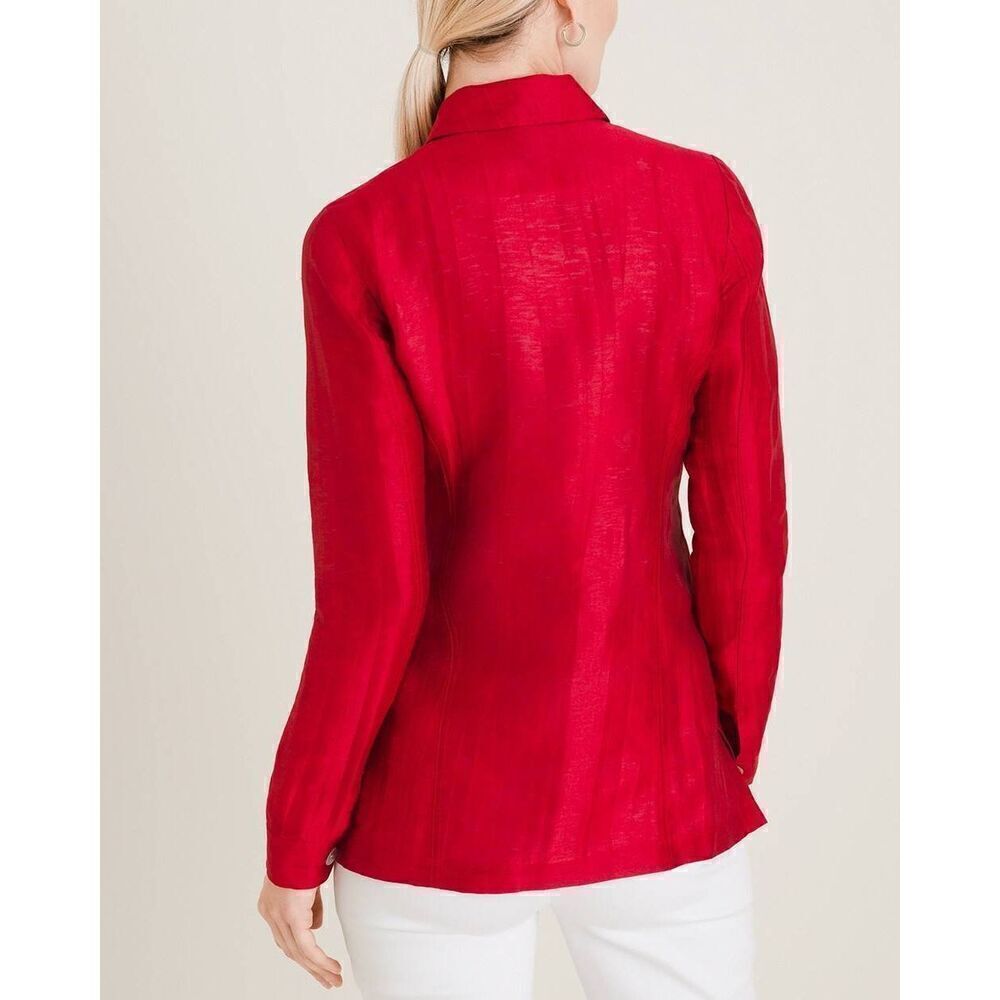 Chico's Basic Jacket Womens 3 Red Button Front Lo… - image 2